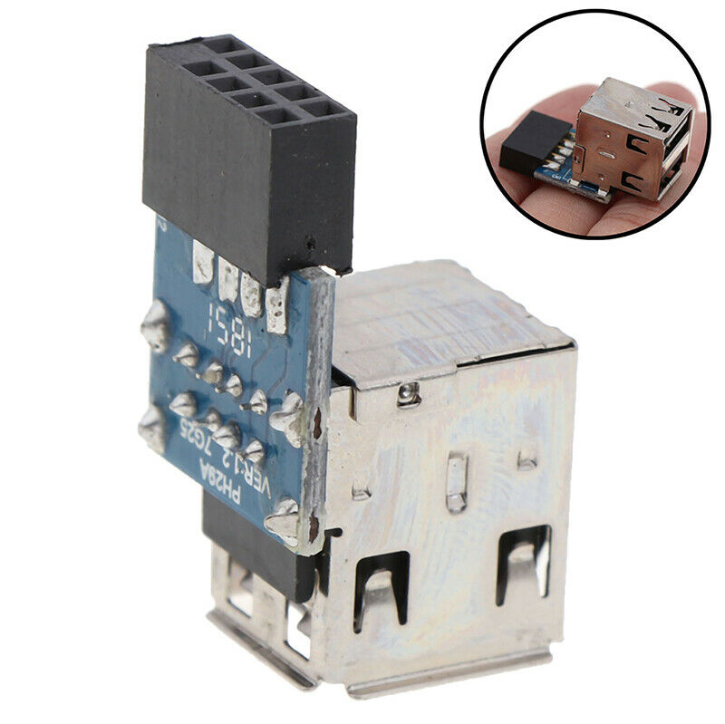 Internal Header Adapter 2 Ports USB2.0 A Female 9Pin Motherboard to DoubleLay XC
