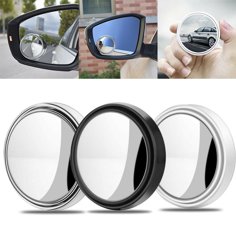 2Pcs 2" Car Blind Spot Rear View Mirror Wide Angle Convex Rearview Round Mirrors