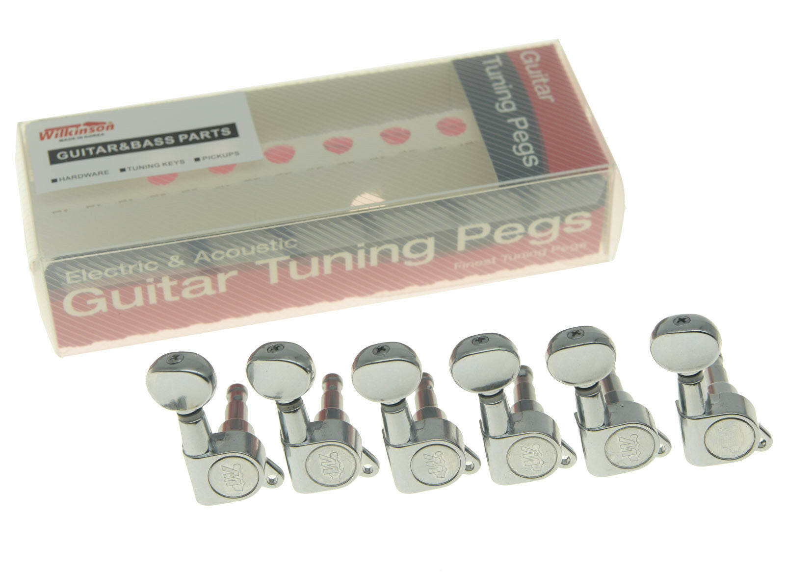 Wilkinson 6 Inline Mini Oval Button E-Z Post Guitar Tuners Tuning Pegs Chrome