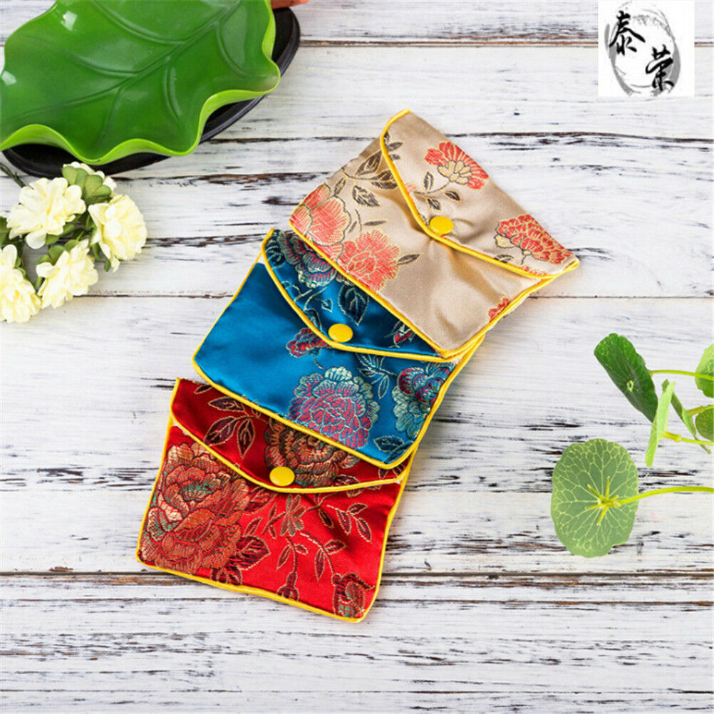 5Pcs Jewellery Jewelry Silk Pouch Packaging Bags Wedding Party Gift