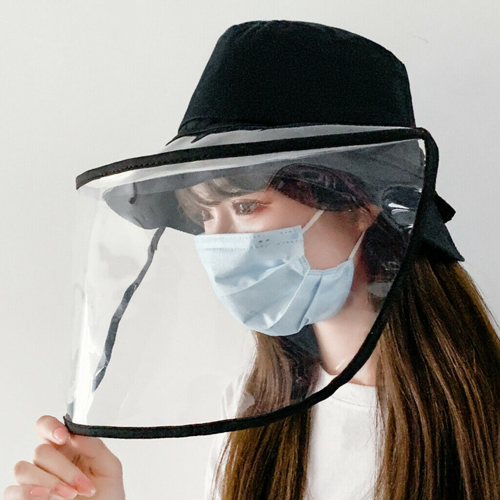 Anti-saliva Protective Fisherman Hat Soft PVC Removable Face Shield Black
