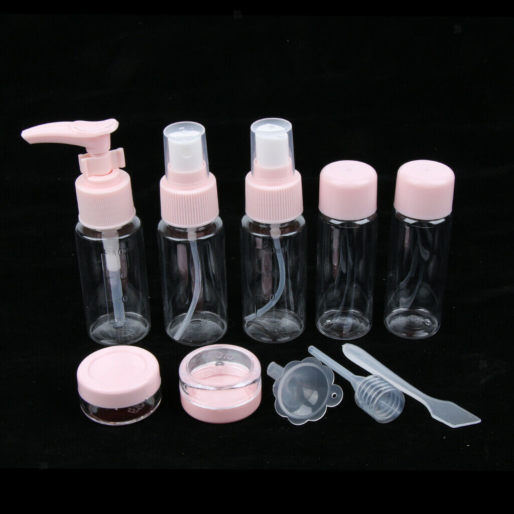 10 Pcs Refillable Cosmetic Containers Makeup Jars for Shampoo Emulsion Pink