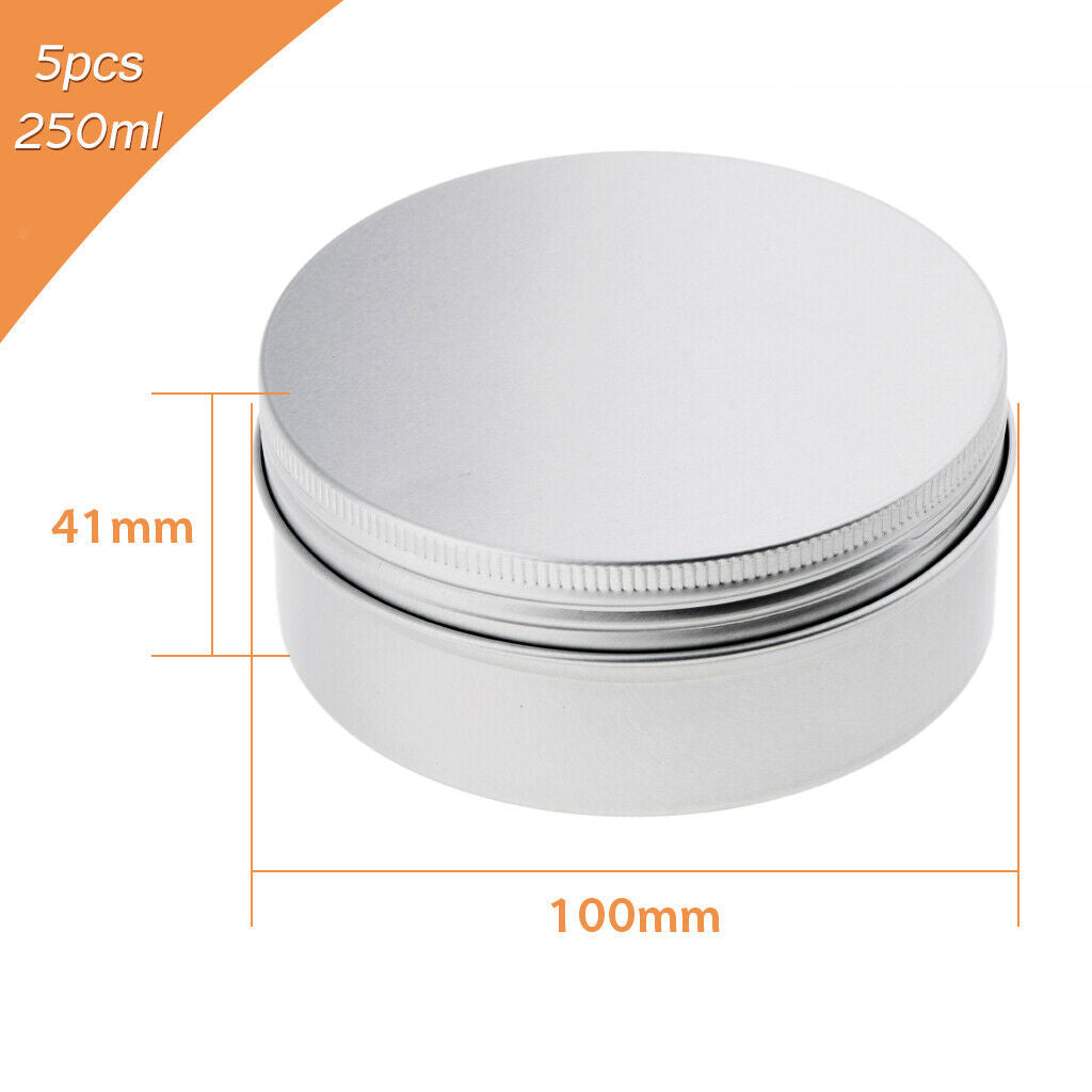5pcs 250ml Aluminium Lip Balm Tin Pots Cosmetic