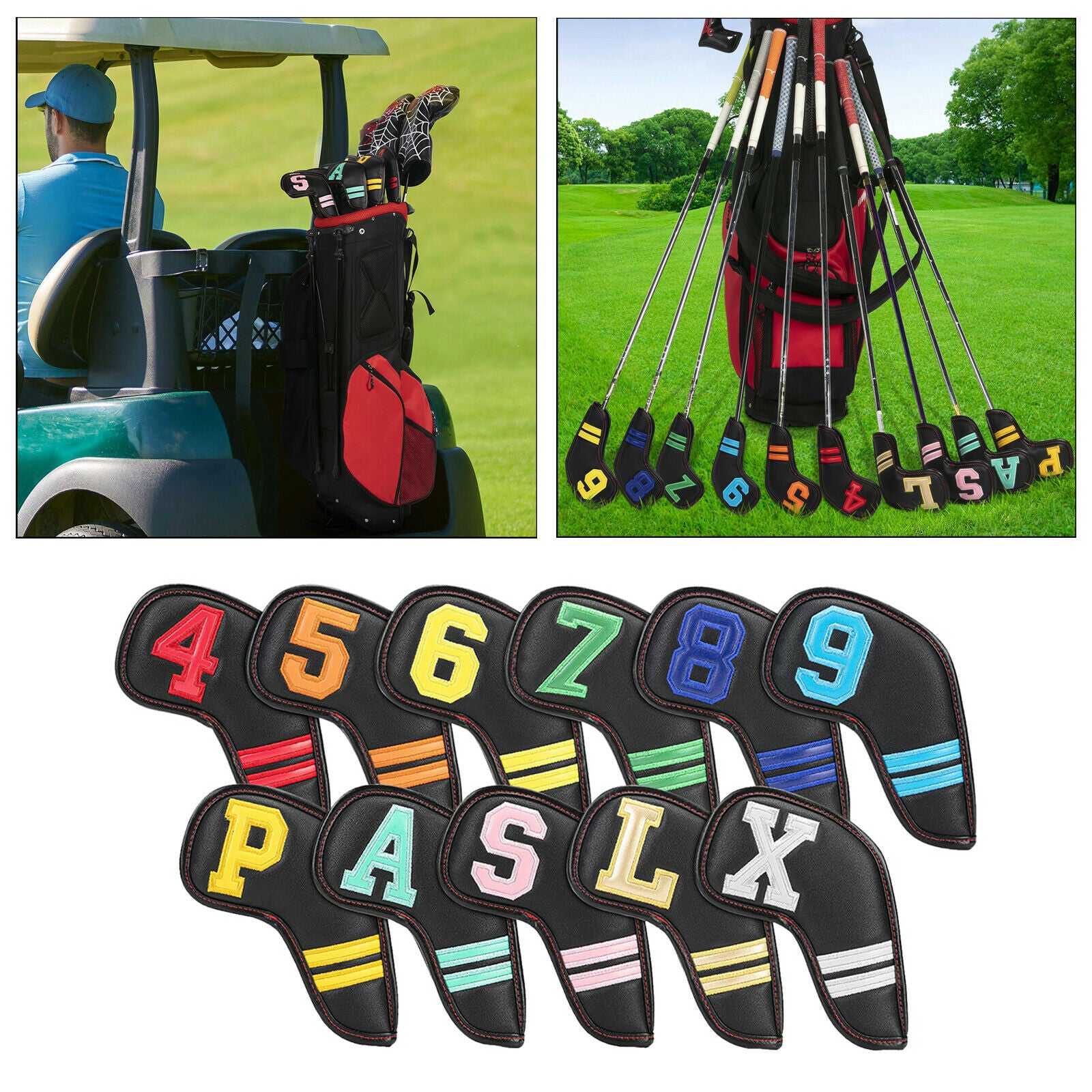 11x Golf Iron Headcover Club Head Cover Protector Colorful Number Guard Cases