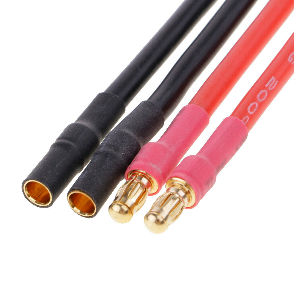 3.5mm Battery Connector Silicone Wire Cable 14AWG Red Male Black Female