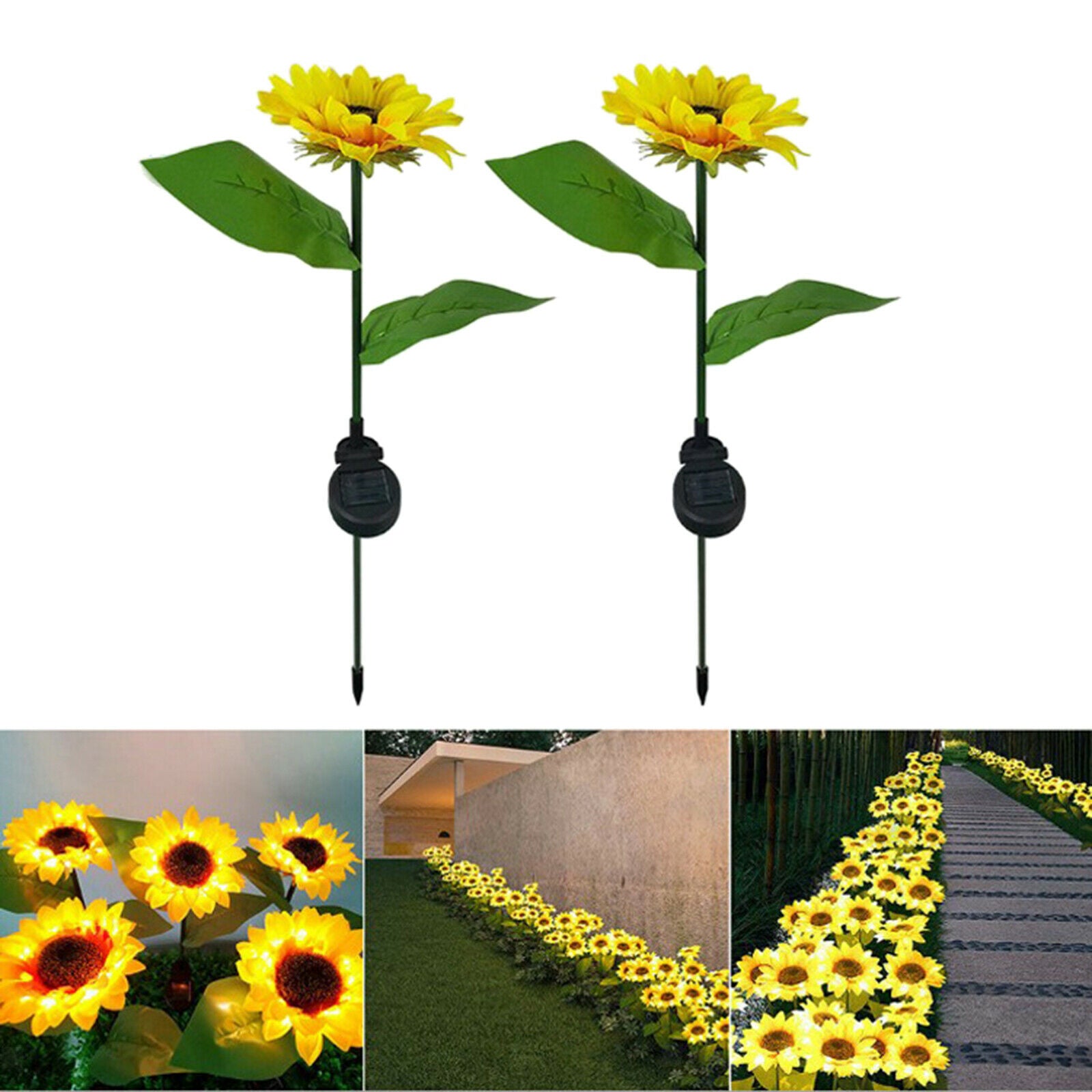 Solar LED Sunflower Light Landscape Standing Lamp Decor Backyard Courtyard
