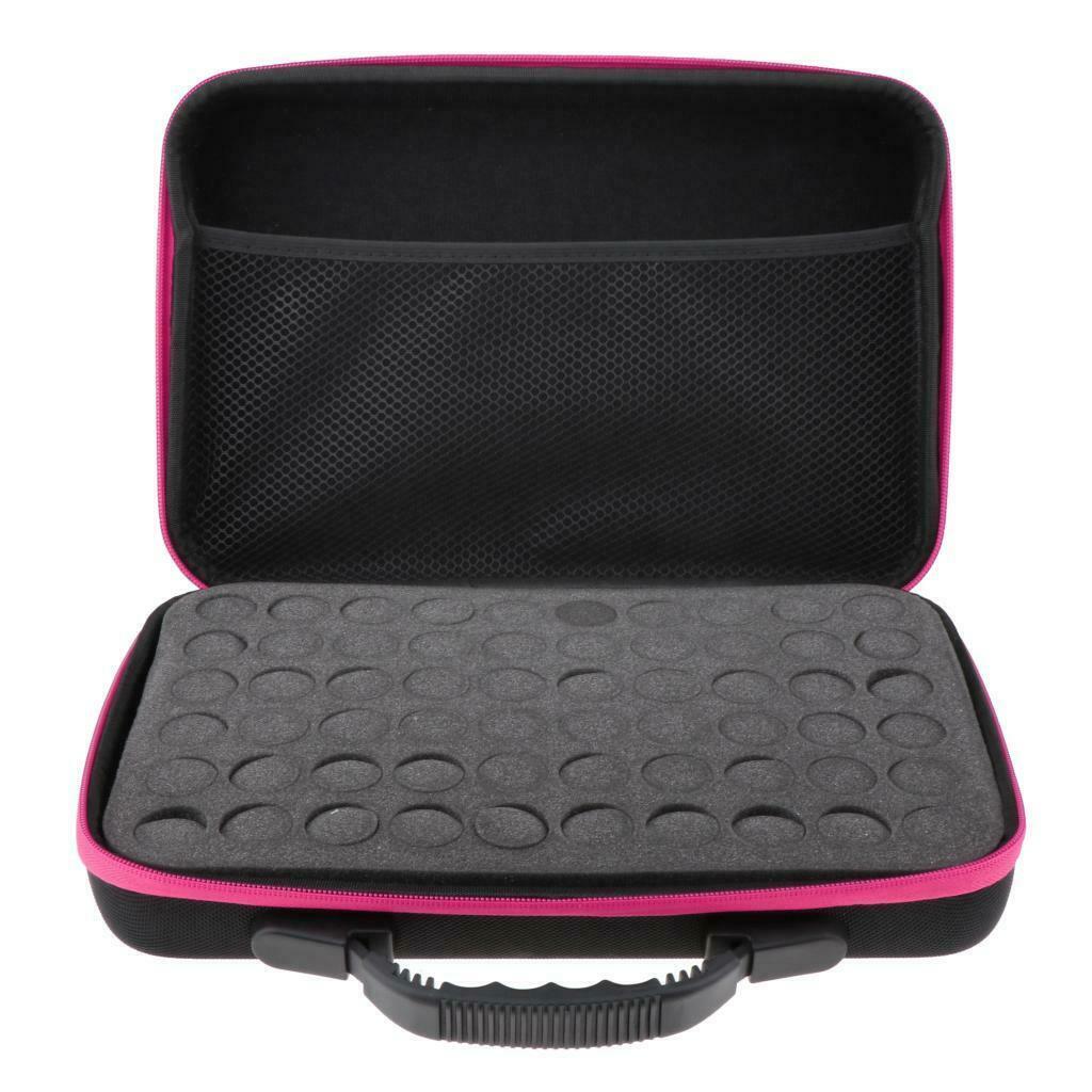 Portable Essential Oils Carrying Case Travel Holds 60 Bottles 5ml-15ml Pink