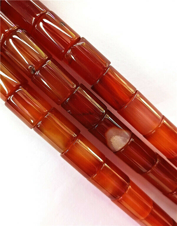 1 Strand 18x15mm Red Agate Cylinder Spacer Loose Beads DIY Jewelry 15.5" HH8455