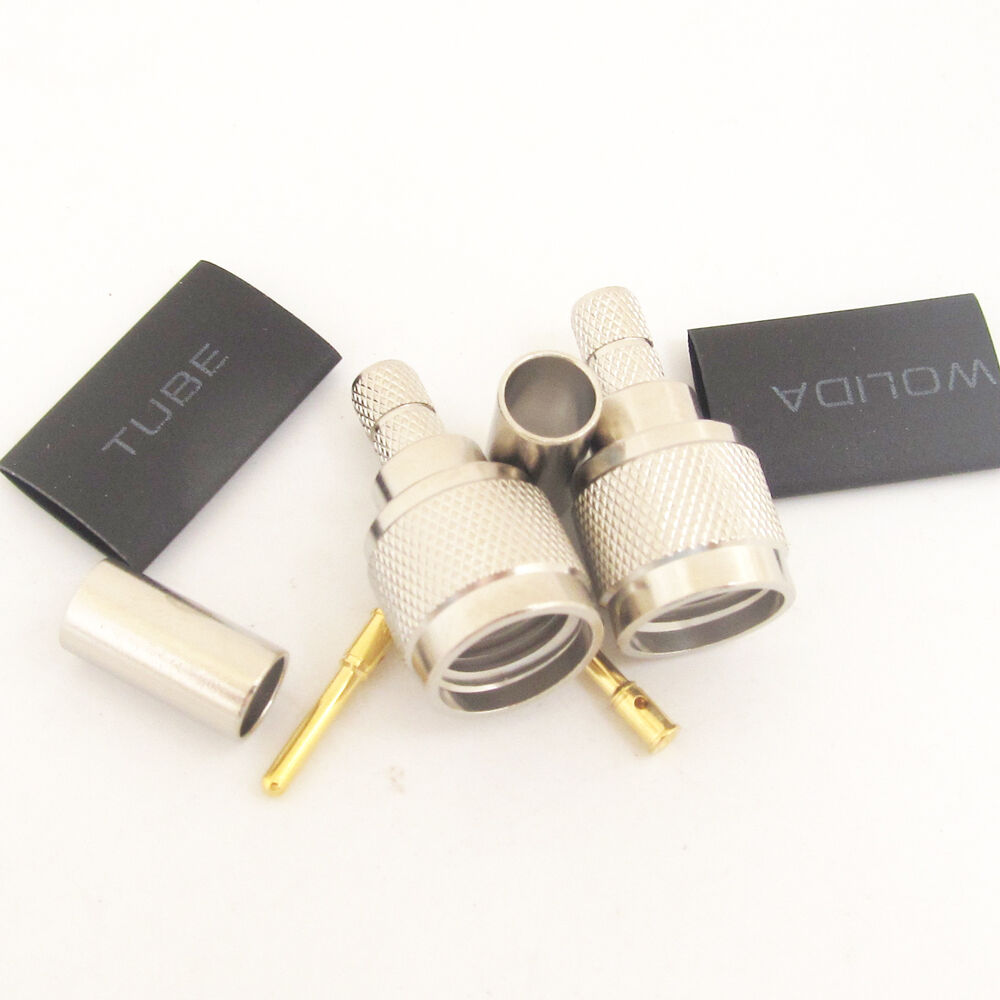 4sets Mini UHF Male Crimp Connector for RG58 50ohms Coaxial Cable w/Shrink Tube