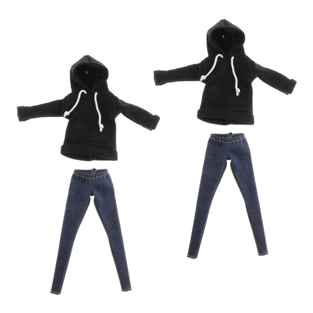 2 Packs BJD Costume Hoodie & Jeans Pants for 1/6 SD Dress Up Accessory