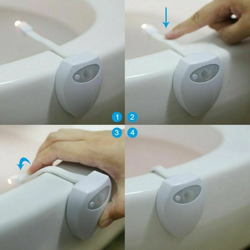 Home 8 Colors USB Rechargeable LED Toilet Bowl Night Light Body Motion Sensor
