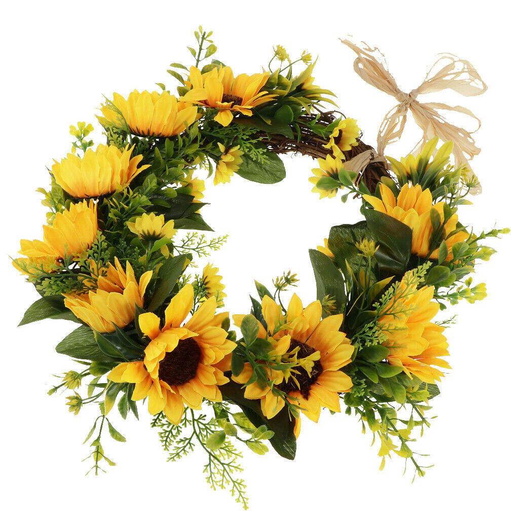 Christmas Artificial Rattan Silk Sunflower Wreath Home Front Door Decorations