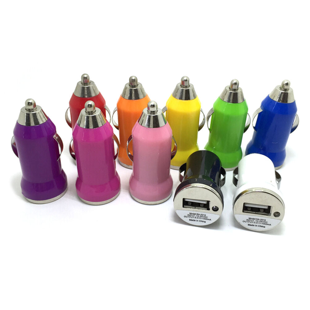 1Universal Car USB Metal 1 Port Mini Charger Adapter Bullet For Cell Phon.l8