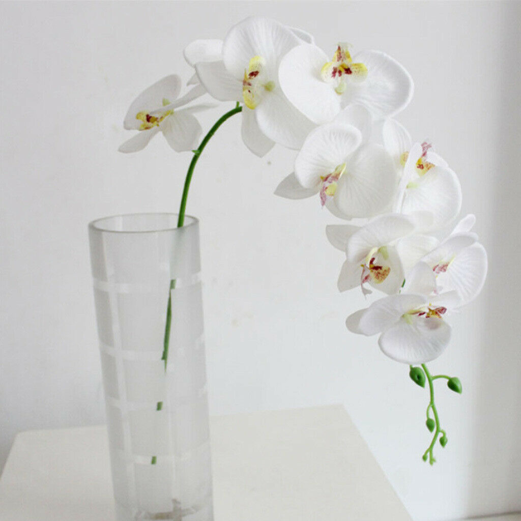 3x Artificial Phalaenopsis 9 Head Home Decorative Orchid Flower Bonsai White