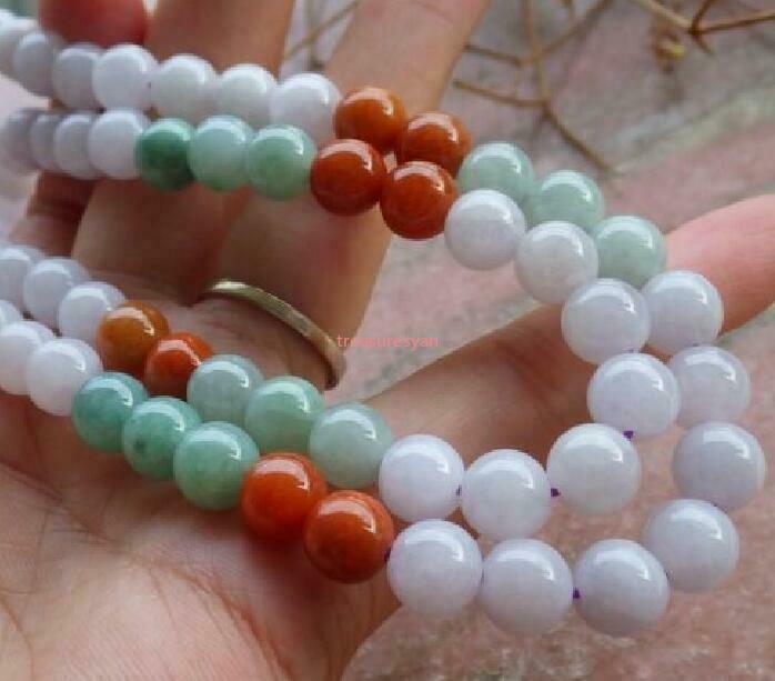 1pcs 3 Color Certified Natural A JADE Jadeite beads Necklace 20 inches