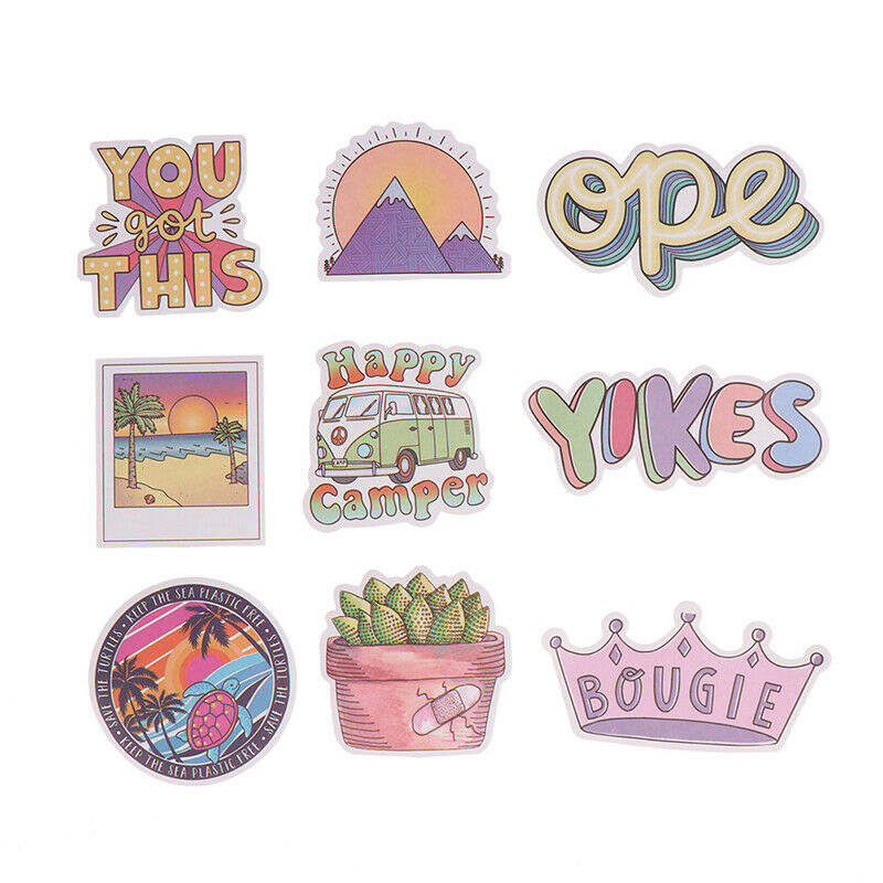 50Pcs Happy vsco Cartoon Stickers Laptop Phone Skateboard Car Suitcase Dec Kt