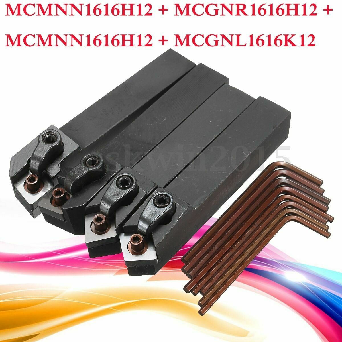 4Pcs MCMNN1616H12 + MCGNR1616H12 + MCGNL1616K12 CNC Lathe Turning Tool Holder