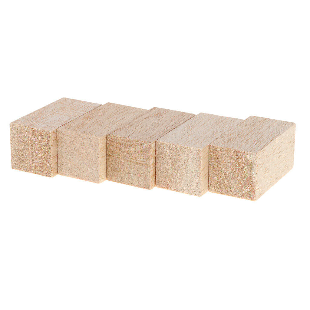 5Pine Wood Blocks Wooden Square Sticks for Art Models,Aircrafts,DIY Projects 8cm