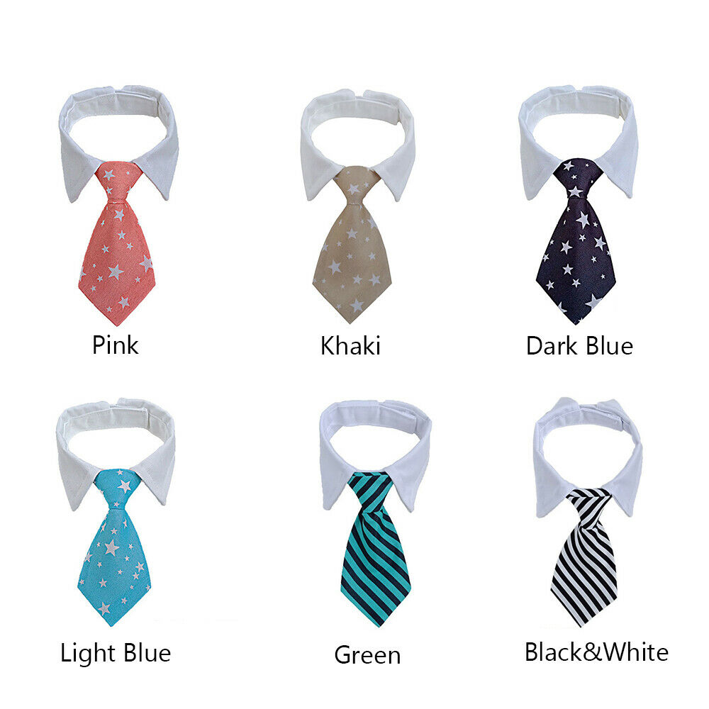 Medium Large Dogs Cats Striped Tuxedo Dog Necktie Collar Formal Bow Tie