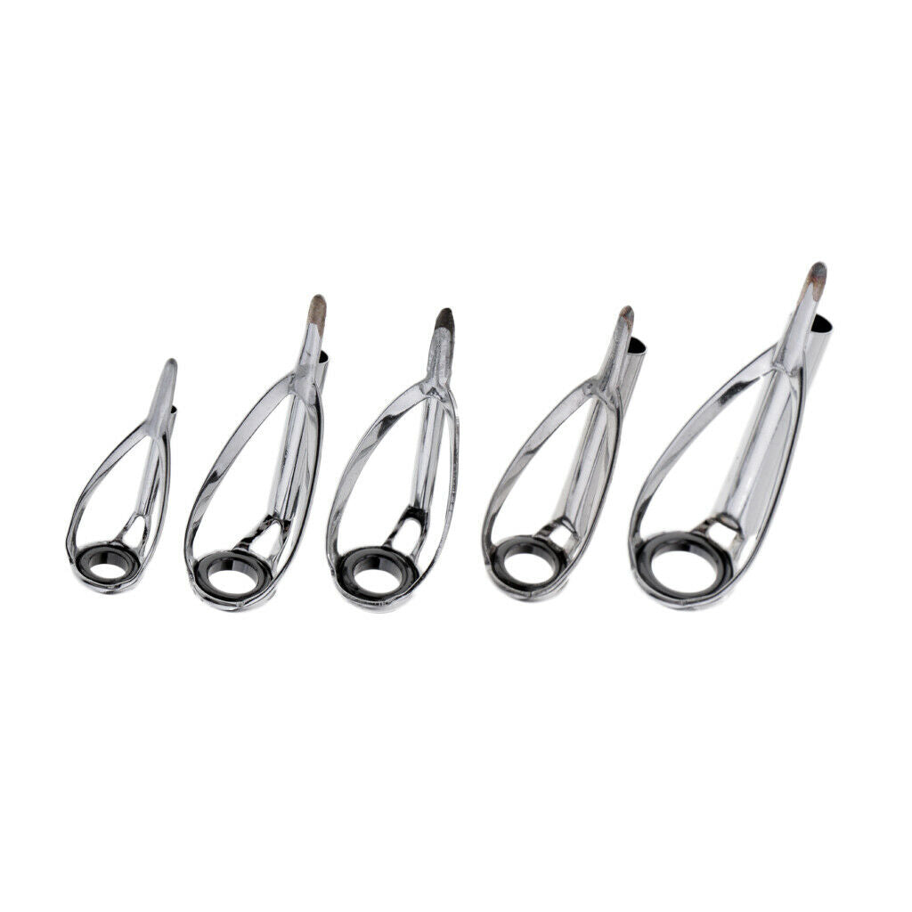 5 Pieces Sturdy Fishing Rod Guides Pole Tips Ring DIY Building Kits 5 Sizes