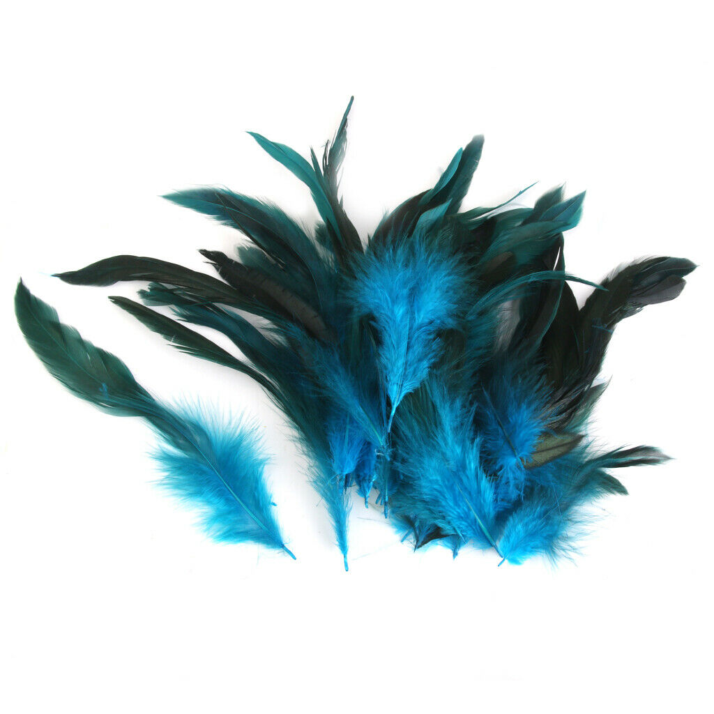 100x Purple Blue Dyed Rooster Feathers Embellishment for DIY Crafts 12-18cm