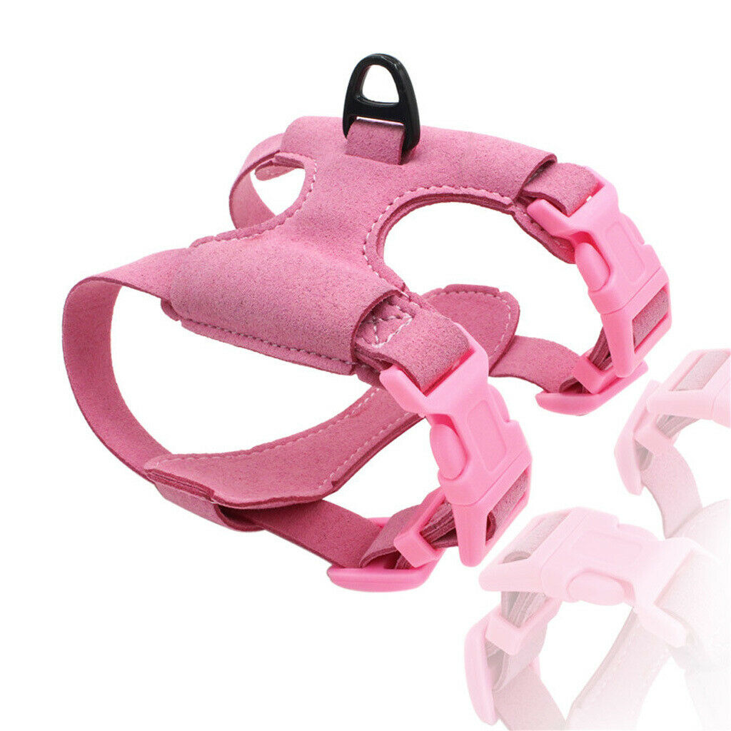 Pet Dog Harness Soft Suede Small Dog Harness For Puppies Chihuahua Pink S