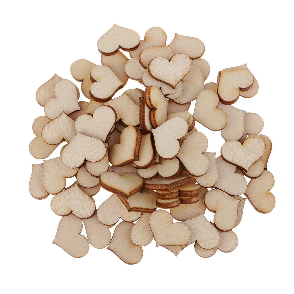 100pcs Wooden Heart Gift Tag Ornament DIY Crafts for Decoupage, Engravings