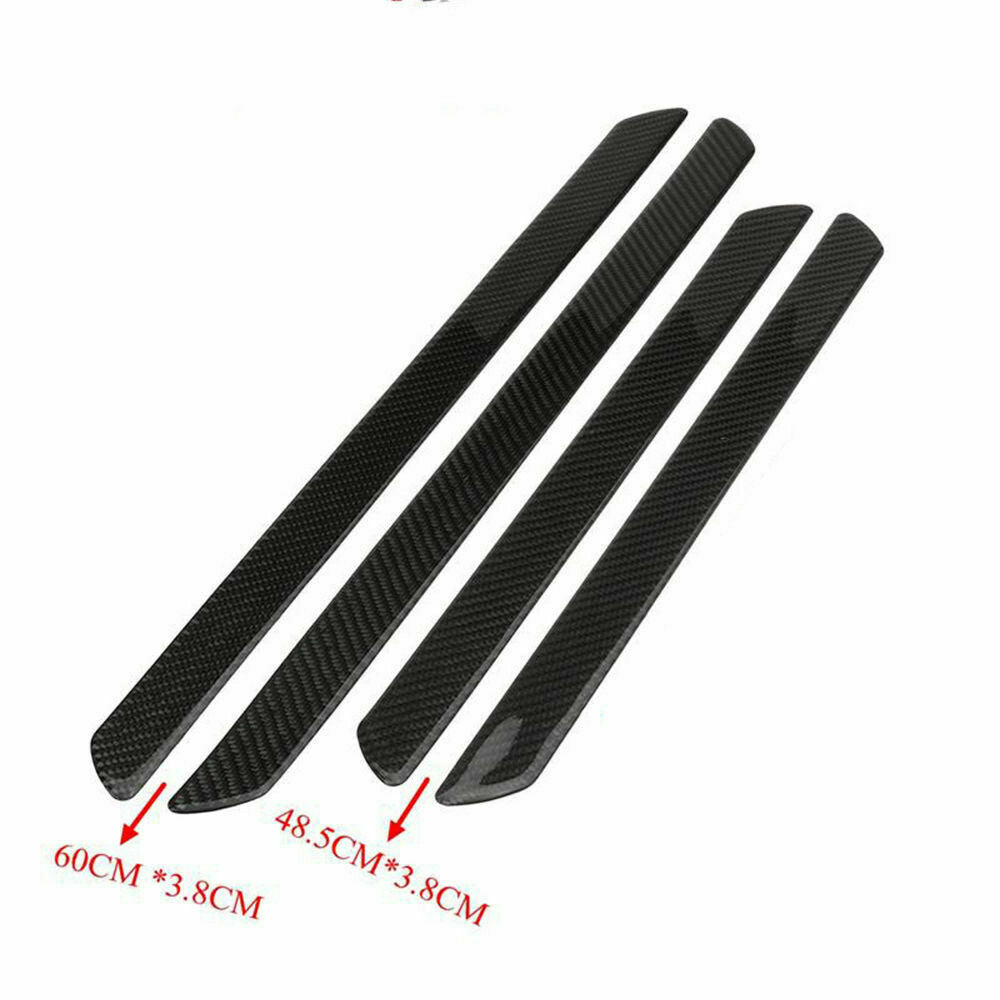 4X Car Door Sill Cover Black Carbon Fiber Plate Panel Step Protector