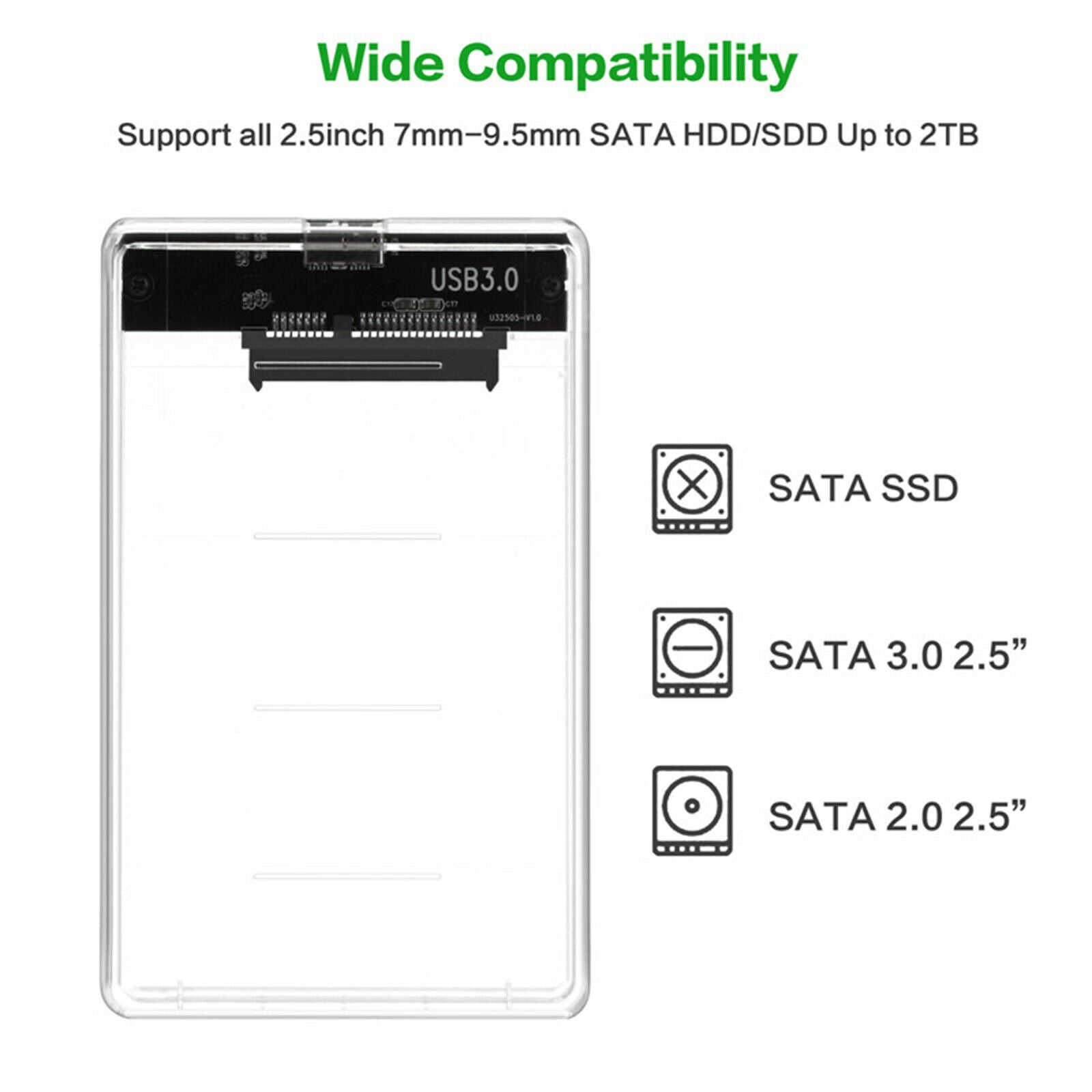 New transparent 2.5-inch SATA SSD hard drive for external