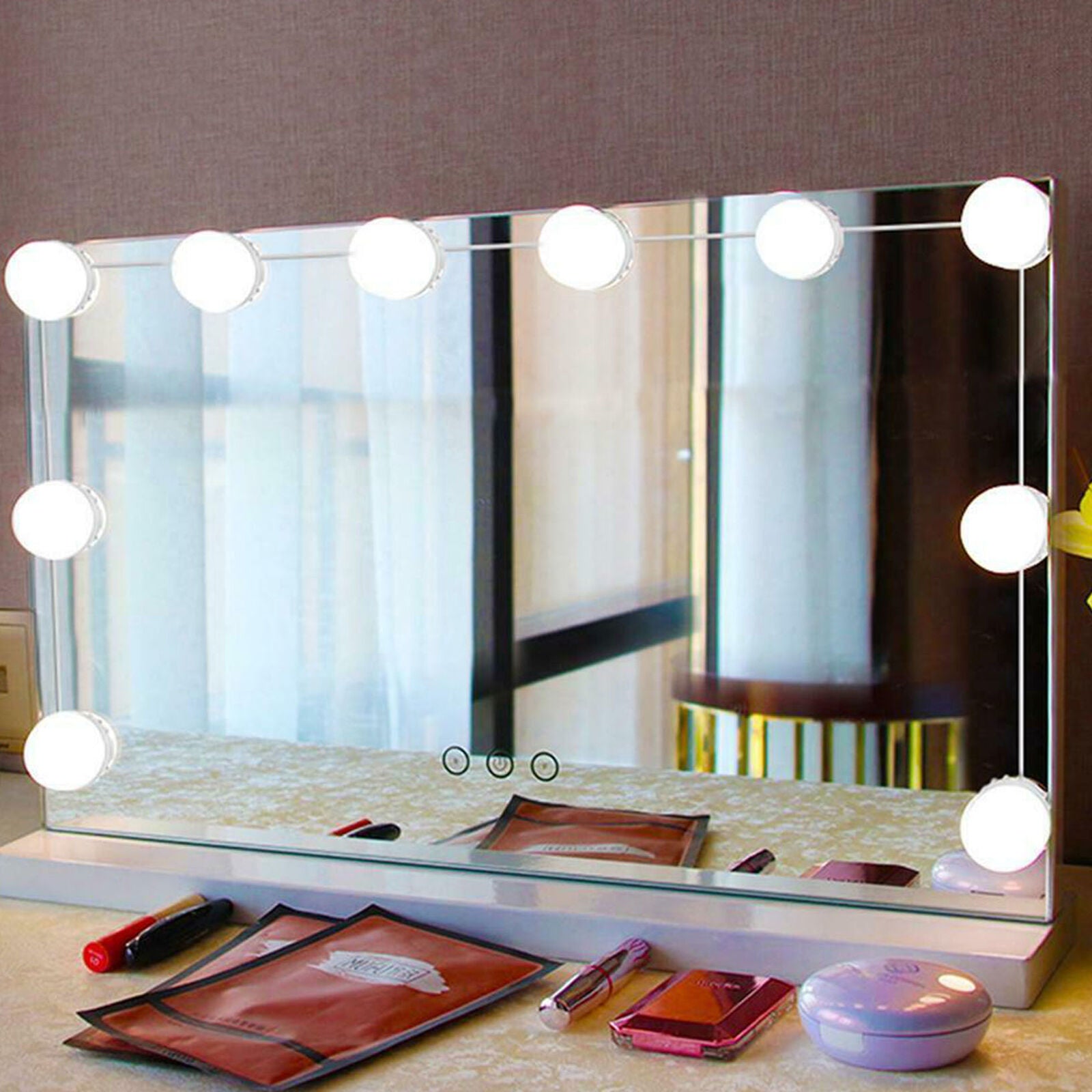 Hollywood Style LED Makeup Vanity Mirror Lights Kit with Dimmable 10 Light Bulbs