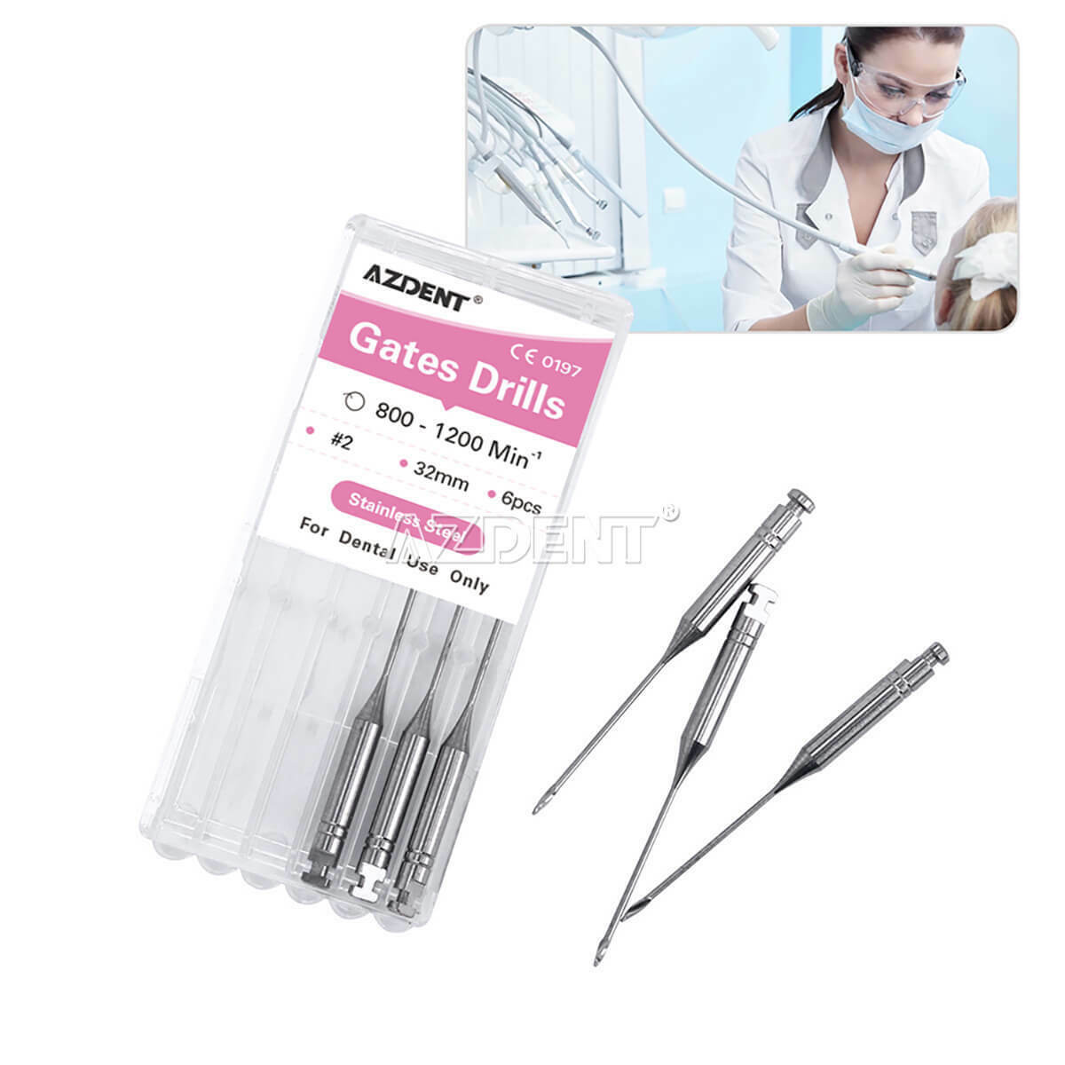 10 X Dental Gates Glidden Drill 32mm 2# Stainless Steel Endo Root Canal 6Pcs/box