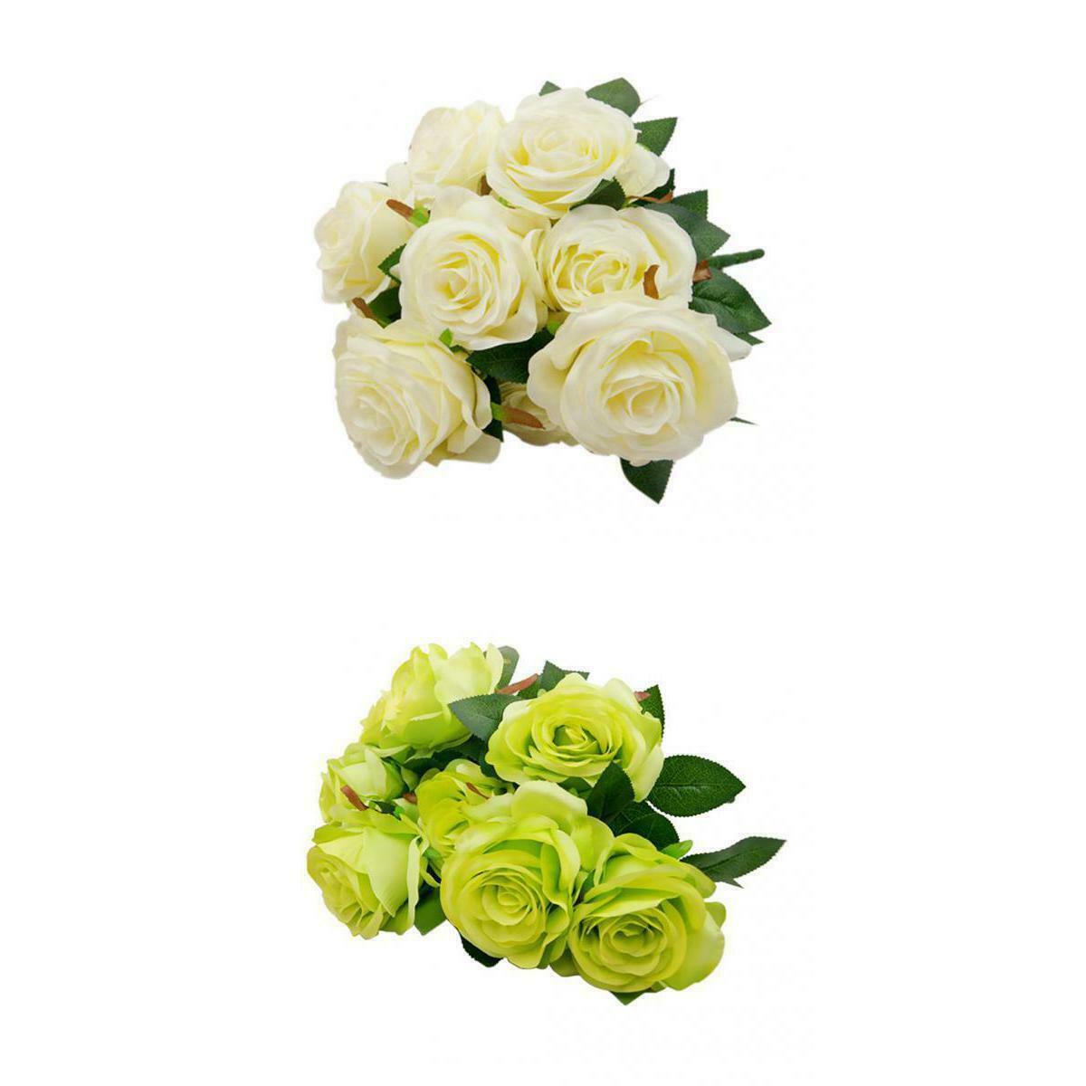 Artificial Rose Flower Shaped Table Vase Composition Simulation Bouquet, White