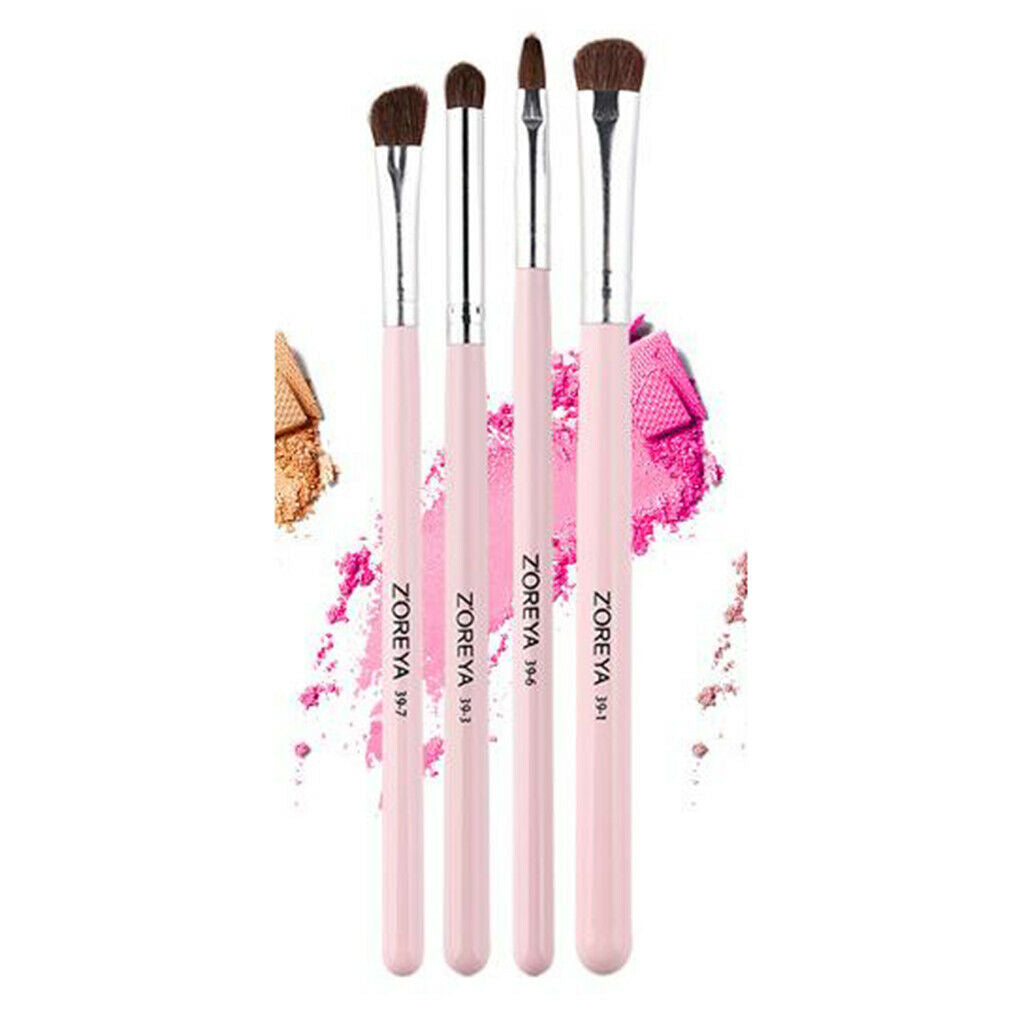 4x Smoky Eyes Brushes Durable Wooden Handle Eyeshadow Nose Shade Brush Pink