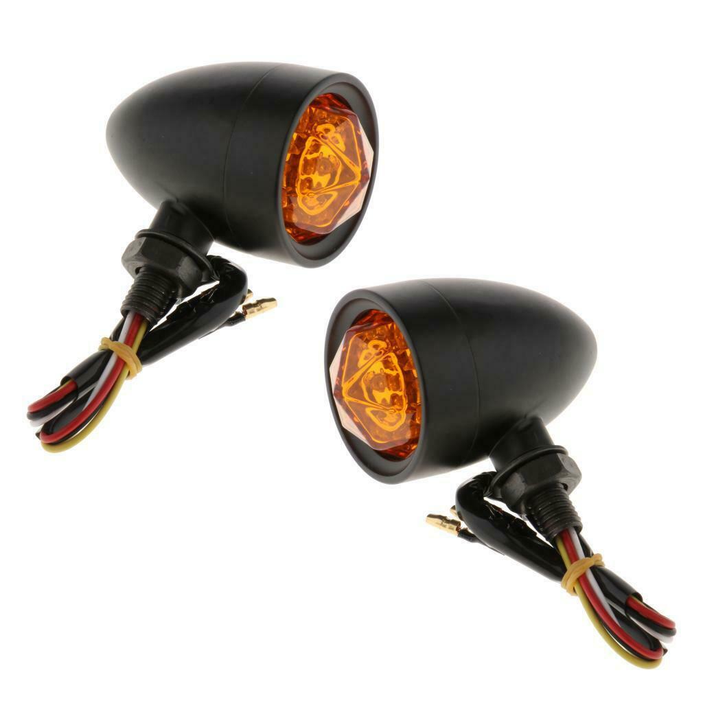 1 Pair Motorcycle Amber Turn Signals Indicator Lights High Quality Black
