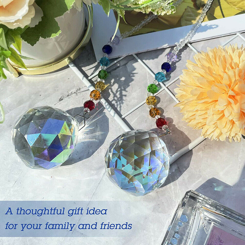 3PCS Crystal Sun Catcher Chandelier Pendant Window Hanging Prisms Garden Decor