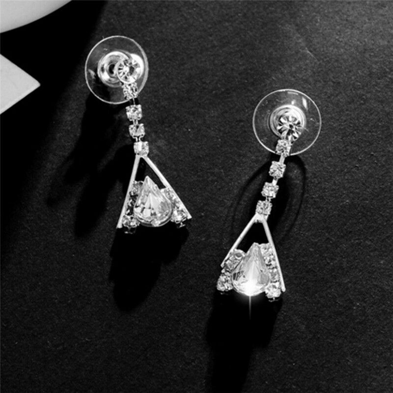 Women's Sparkling V Shaped Rhinestone Crystal Necklace Earring Jewelry Se.l8