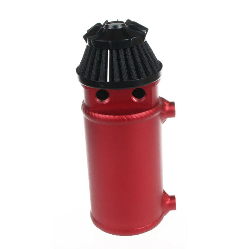 Aluminum Alloy Car Oil Catch Can 2-Port Tank Reservoir w/ Filter Protect Engine