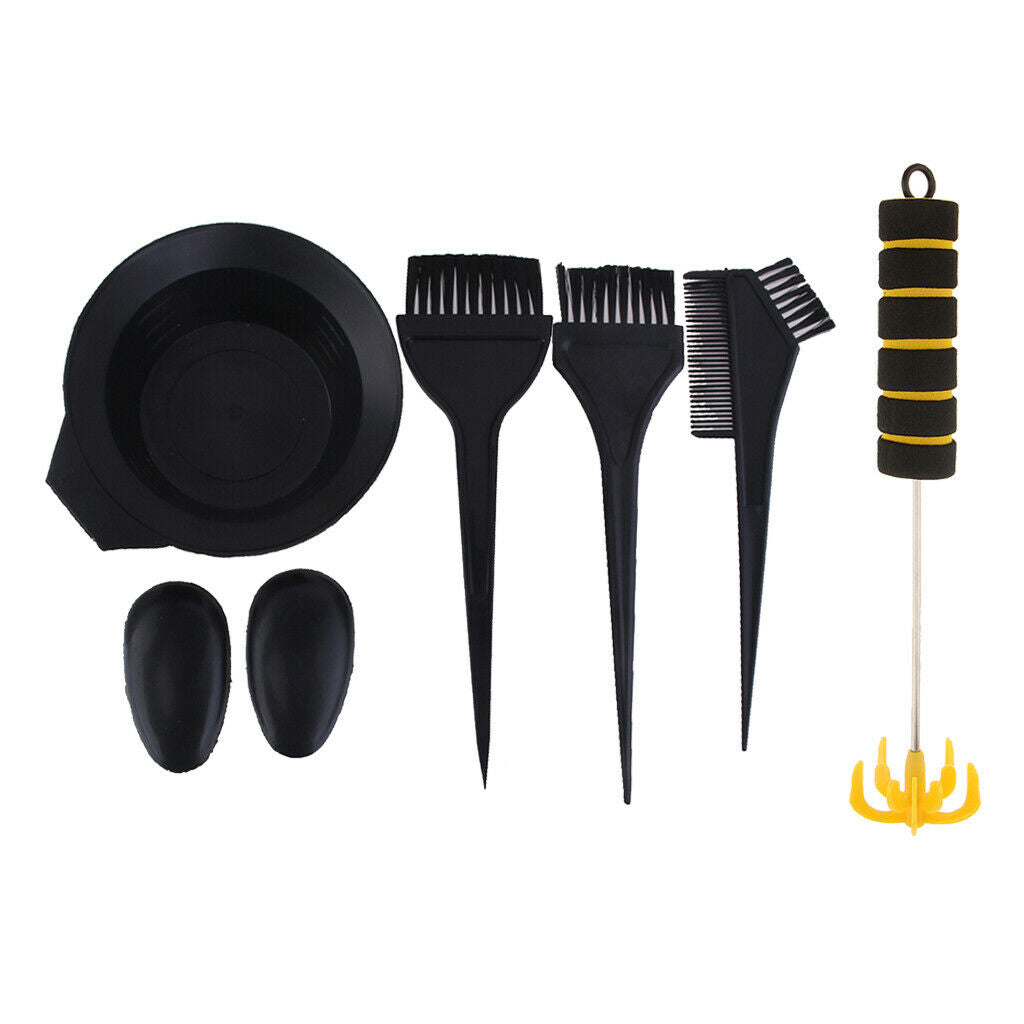 7x Hair Styling Hair Coloring Kits Bowl Comb Brush Stirrer Ear Cover Set