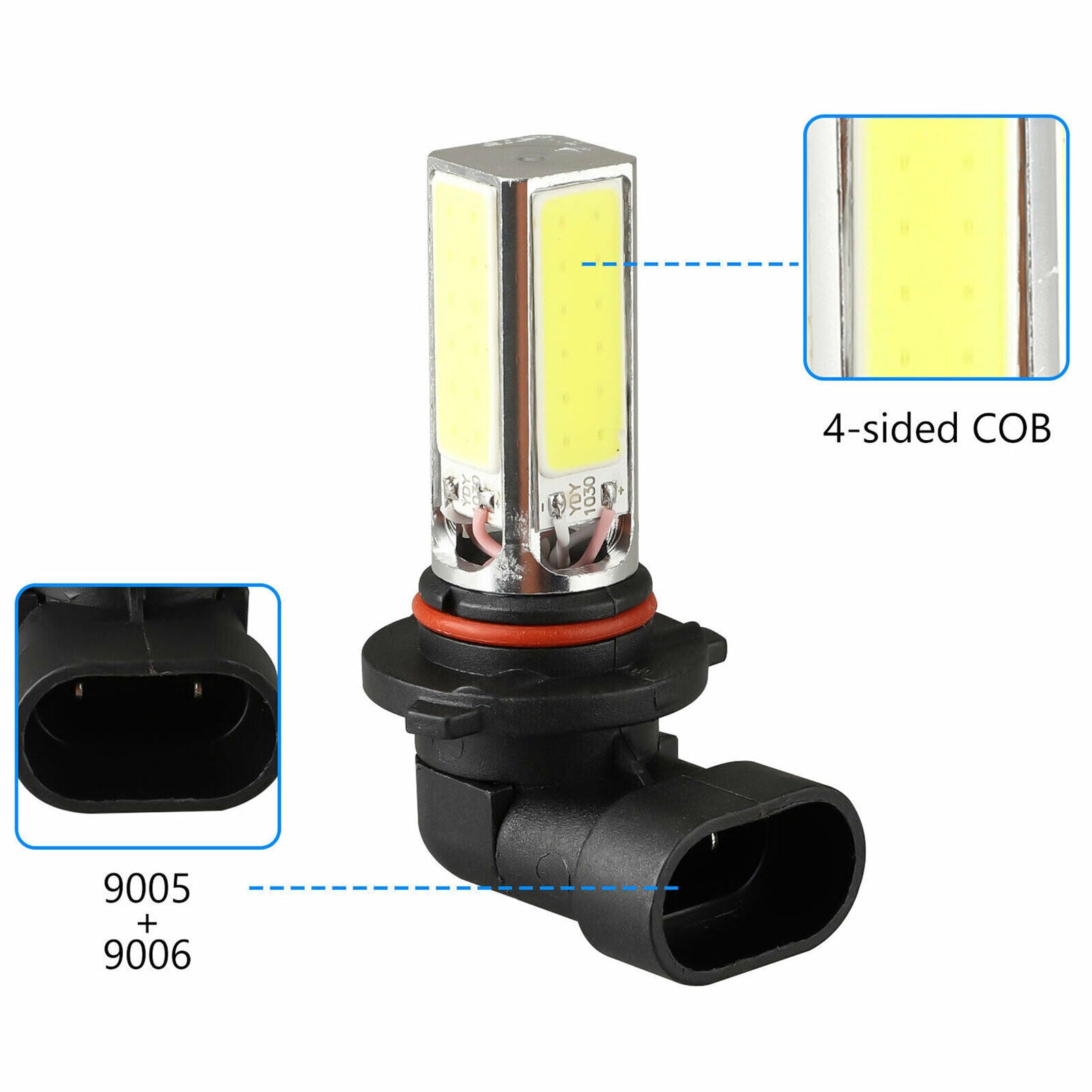 9005 9006 Combo 200W LED Headlight Bulb Kits High Low Beam Fog Light White 6000K