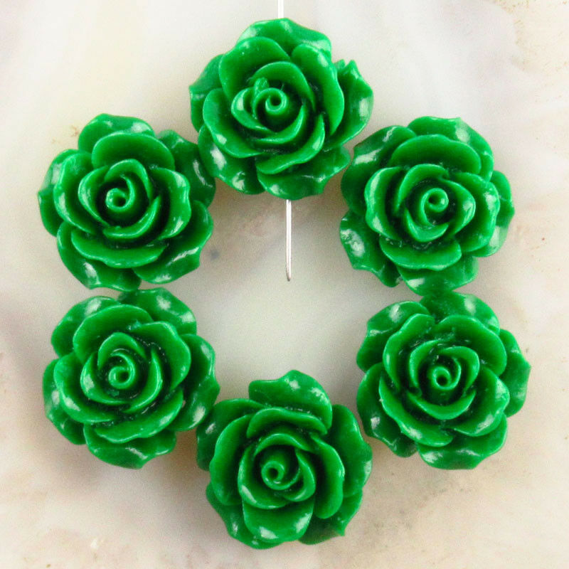 10pcs Carved Green Man-made Turquoise Flower Pendant Bead 20x20x9mm A-7JH
