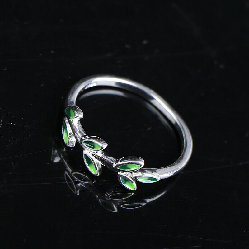 Green Leaf Handmade Creative Personality Fashion Female Resizable Rings T.l8