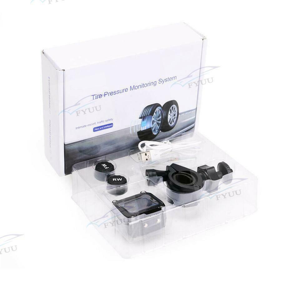 Motorcycle TPMS Tire Pressure Tyre Temperature Monitoring Alarm System 2 Sensors
