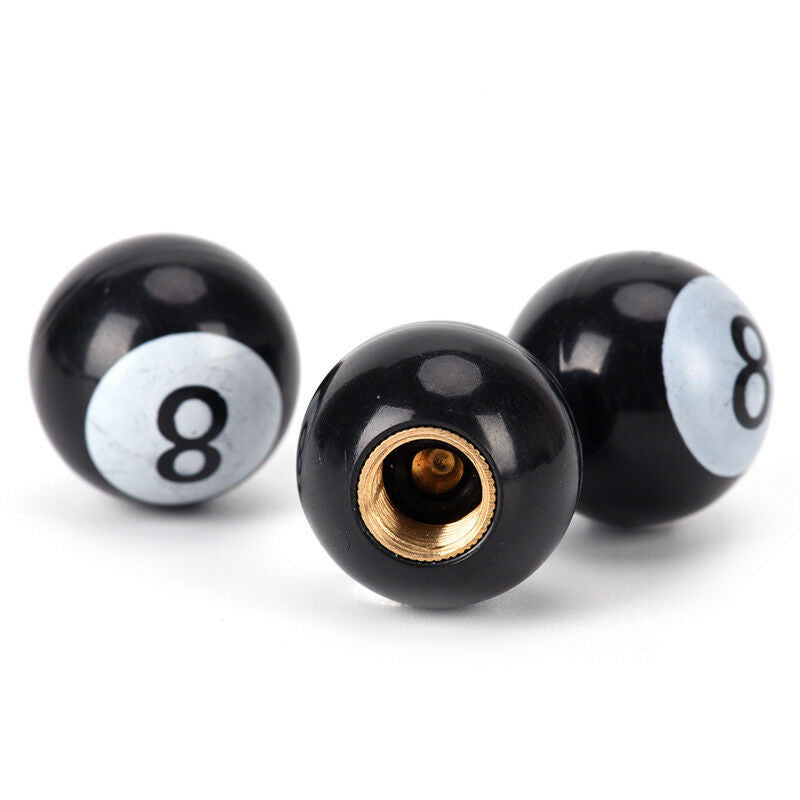 Black Pool 8-Ball Valve Stem Caps Motorcycle Car Truck SUV Bike Tire Air .l8
