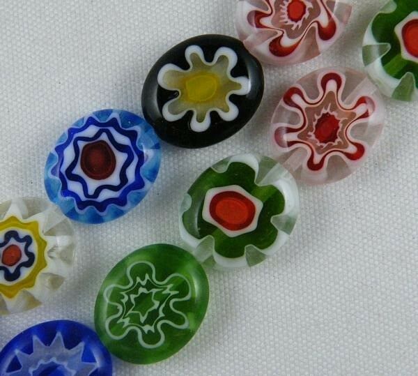 40pcs Glass Mixed Oval Spacers 8x10mm P158