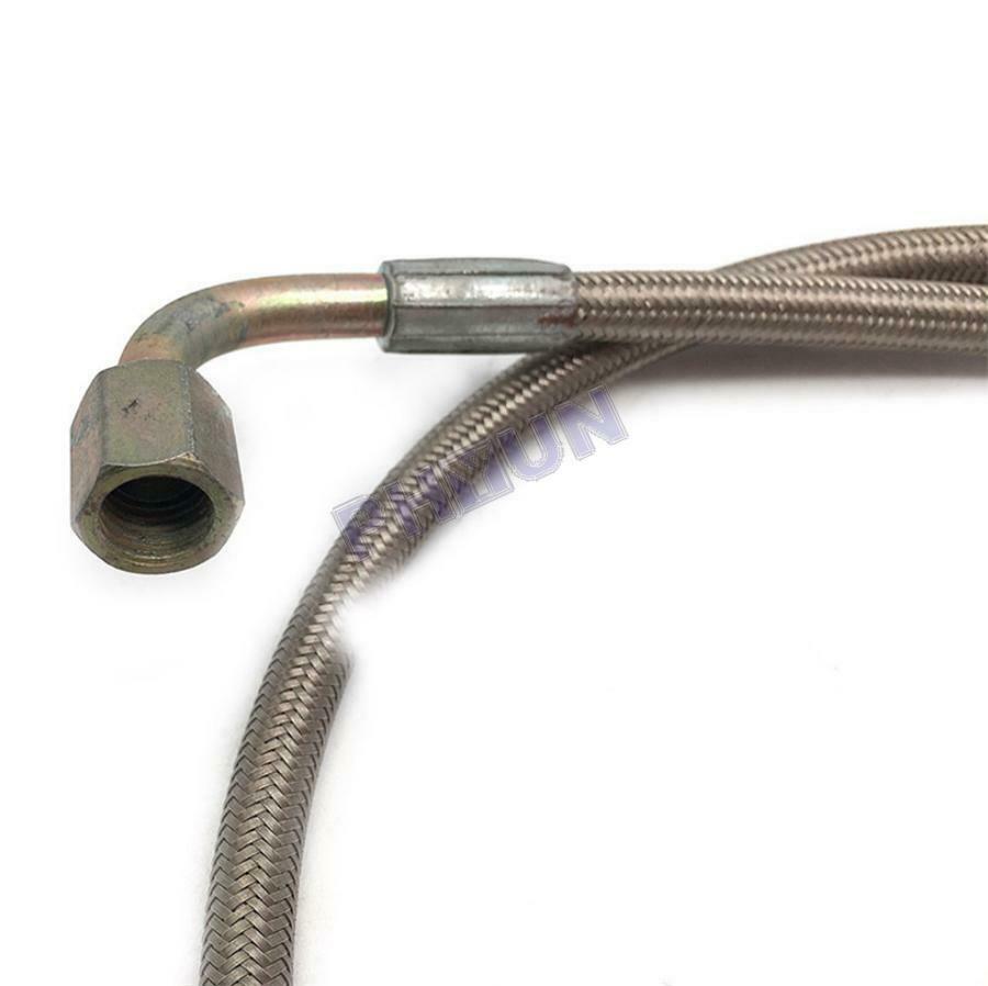24 Inch 4 AN 90 Degree Steel Braided Turbo Oil Line Kit For T3/T4 Oil Feed Turbo