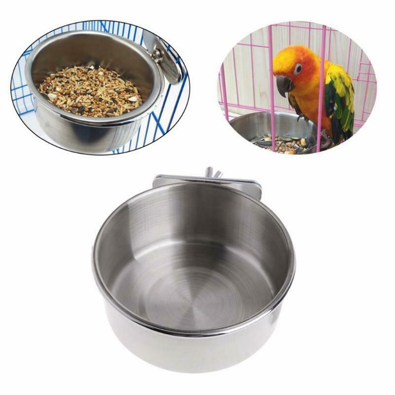 Parrot Feeding Cups Bird Feeder Cup for Cage Stainless Steel for Parakeet Conure