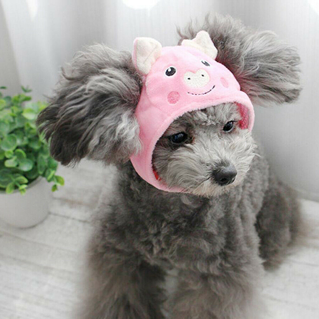 Cartoon Fleece Hat for Pet Dog Cute Pig Pattern Puppy Teddy Costume  --S