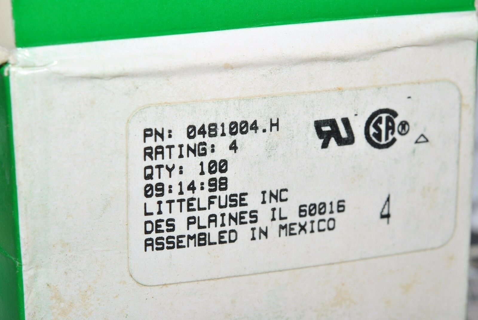 4PCS - LITTELFUSE 0481004.H 4A Specialty Fuse / Alarm Indicating Fuse