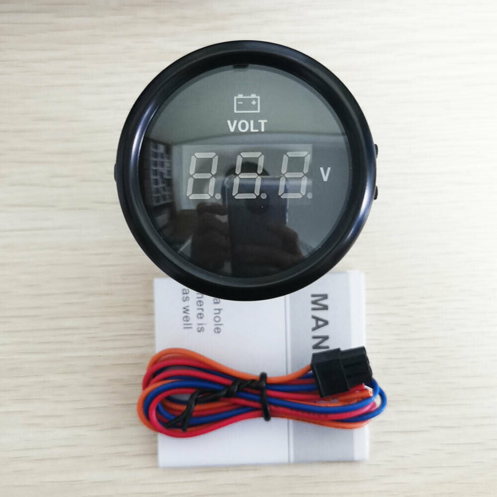 52mm 2-1/16'' digital volt meter 8-32V for car truck boat universal style black