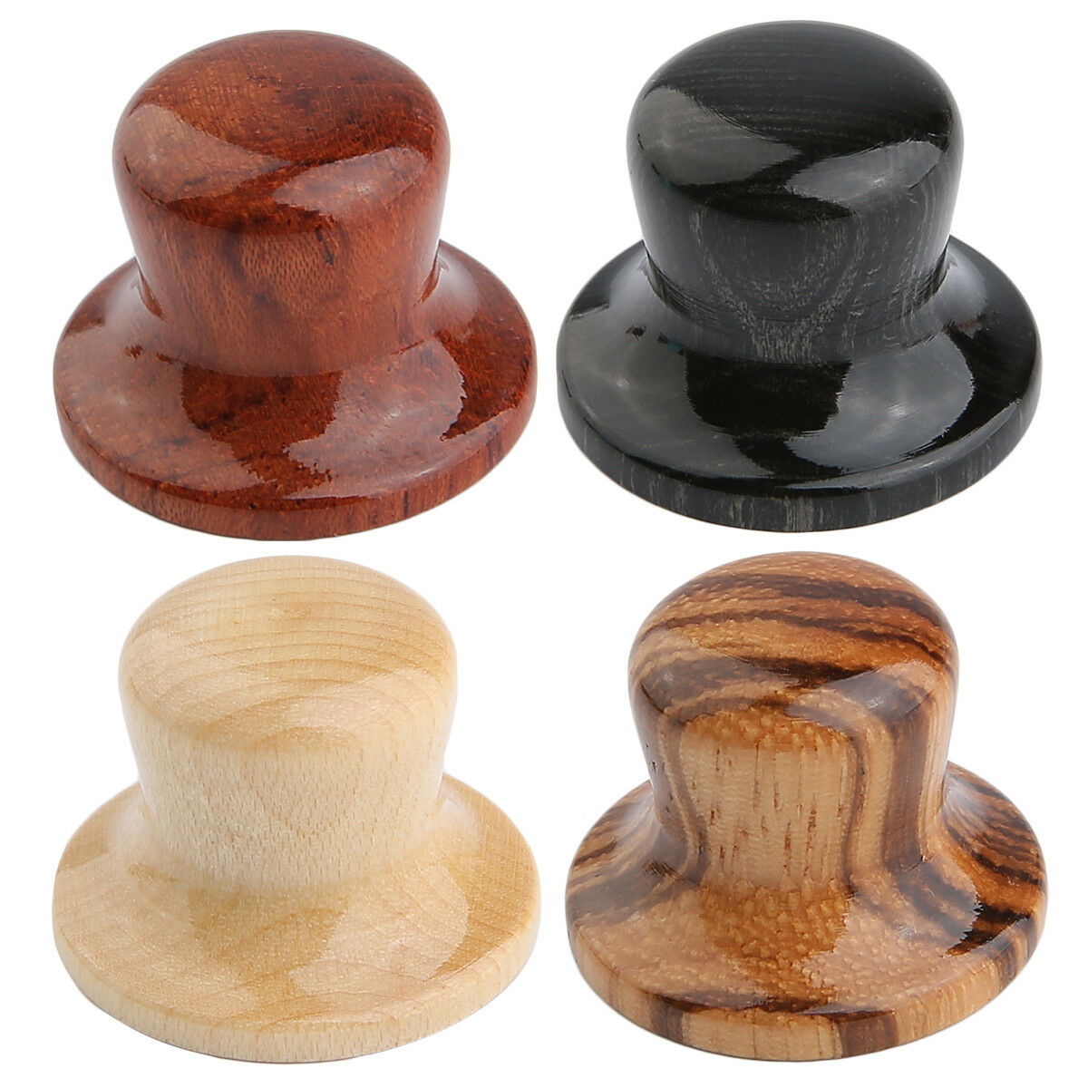 2x Bubinga Wood Guitar Bass Top Hat Knobs Wood Knobs Push On Fit